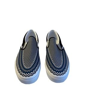 VANS Classic Checkerboard Slip-On Blue Black‎ Men's Size 10